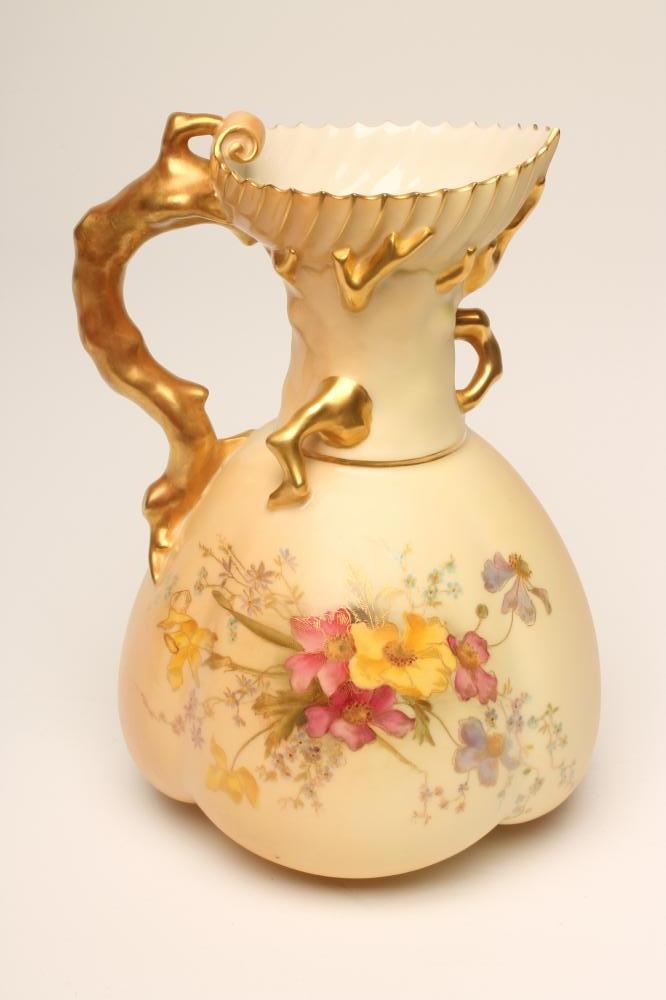A ROYAL WORCESTER CHINA "TWIG" HANDLED JUG Image