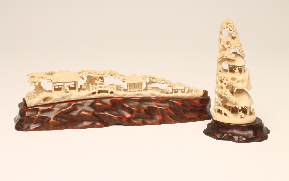 TWO JAPANESE IVORY CARVINGS Image