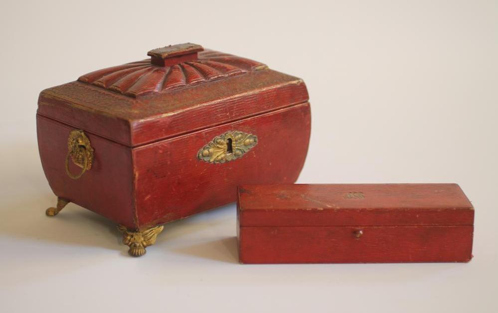 A REGENCY RED CRUSHED MOROCCO LEATHER CASKET Image