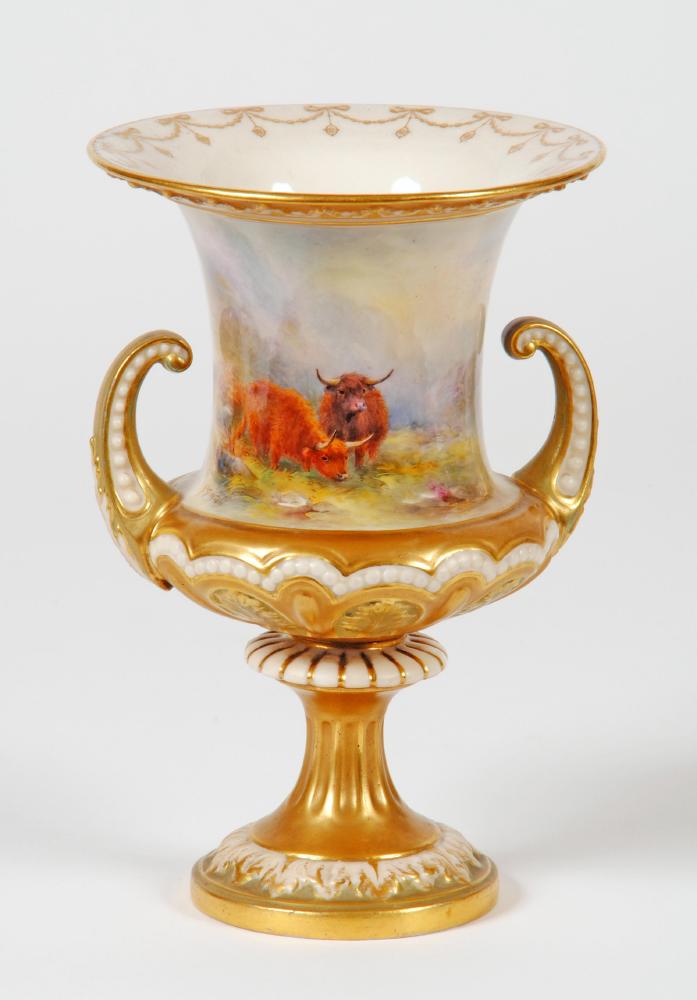 A ROYAL WORCESTER CHINA CAMPANA URN Image