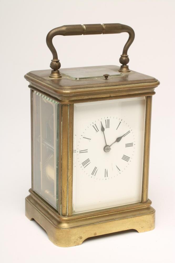 A BRASS CASED CARRIAGE CLOCK Image