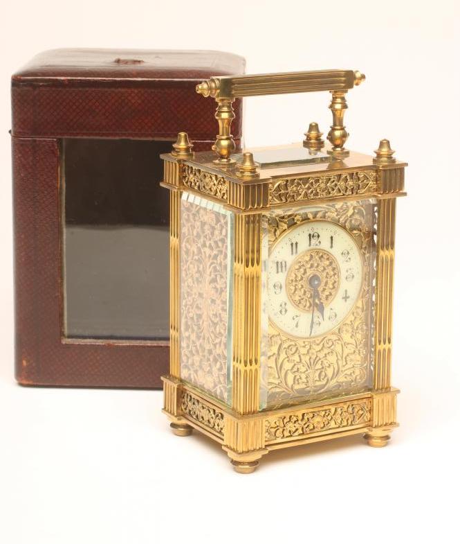 A BRASS CASED CARRIAGE CLOCK Image