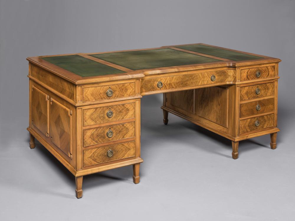 A WALNUT PEDESTAL DESK Image