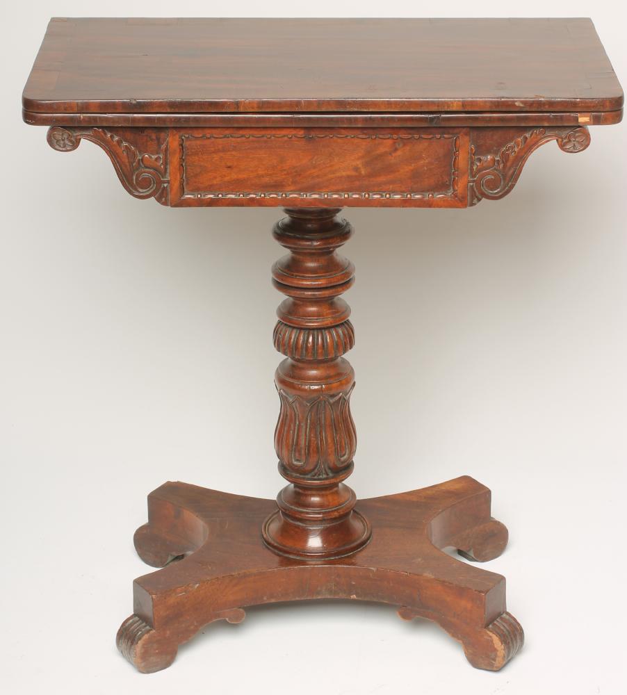 AN APPRENTICE PIECE ROSEWOOD FOLDING TEA TABLE Image