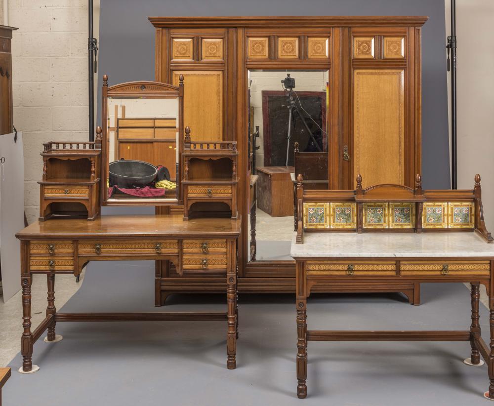 A VICTORIAN AESTHETIC WALNUT PART BEDROOM SUITE by Gillow Image