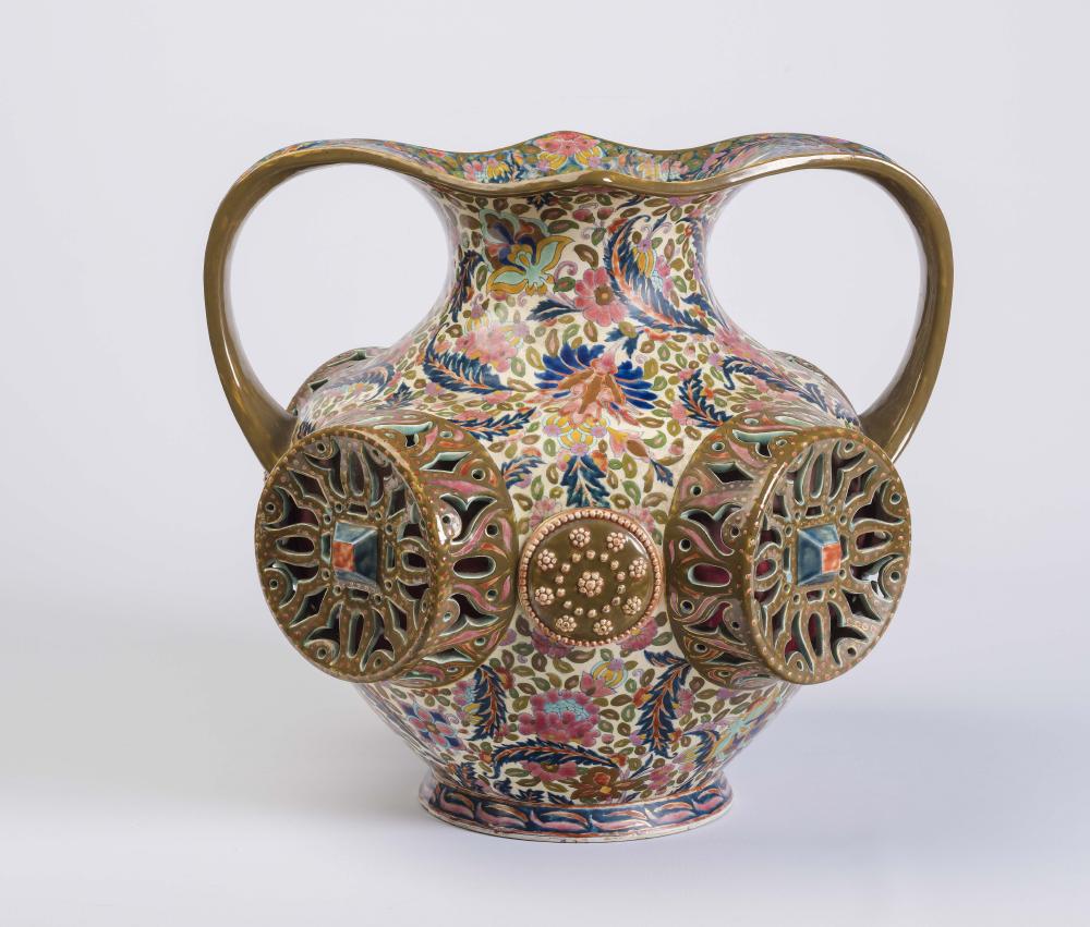 A MASSIVE FISCHER EARTHENWARE VASE Image