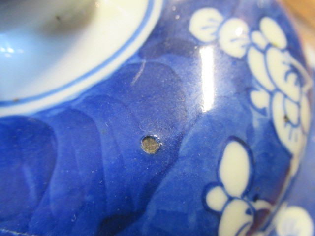 A CHINESE PORCELAIN LARGE JAR AND COVER of inverted baluster form, painted in underglaze blue with Image