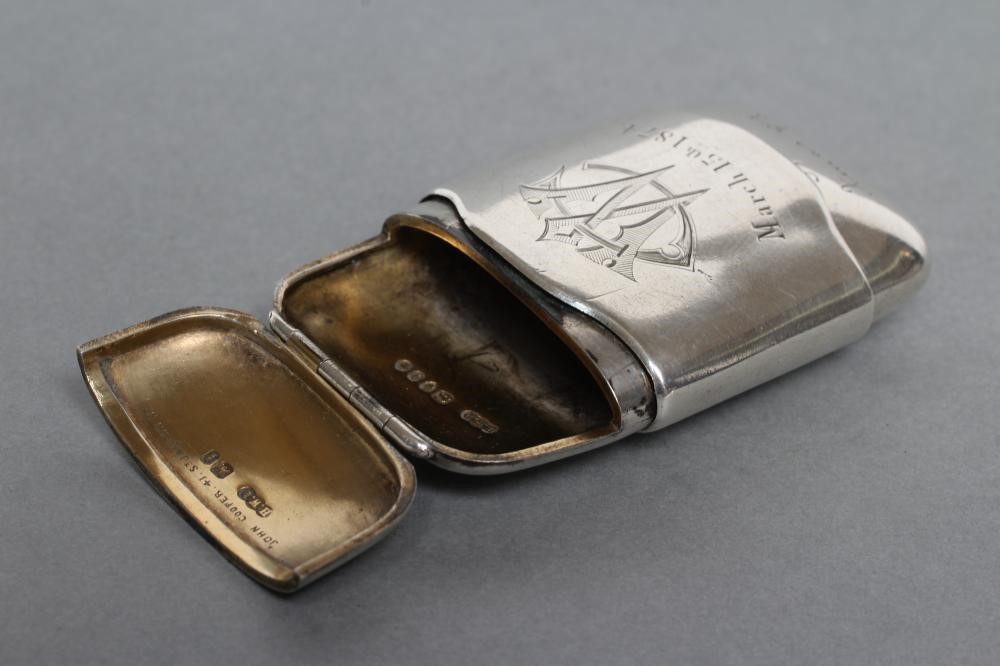 A VICTORIAN SILVER PATENT CIGARETTE/VESTA CASE Image