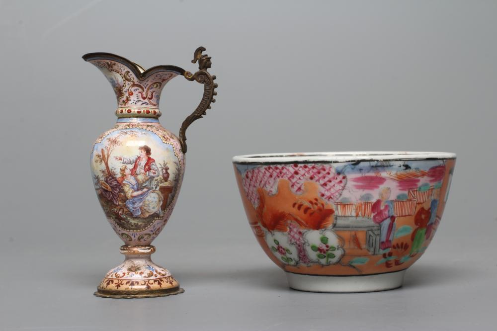 A LIMOGES ENAMEL RENAISSANCE STYLE MINIATURE EWER Image