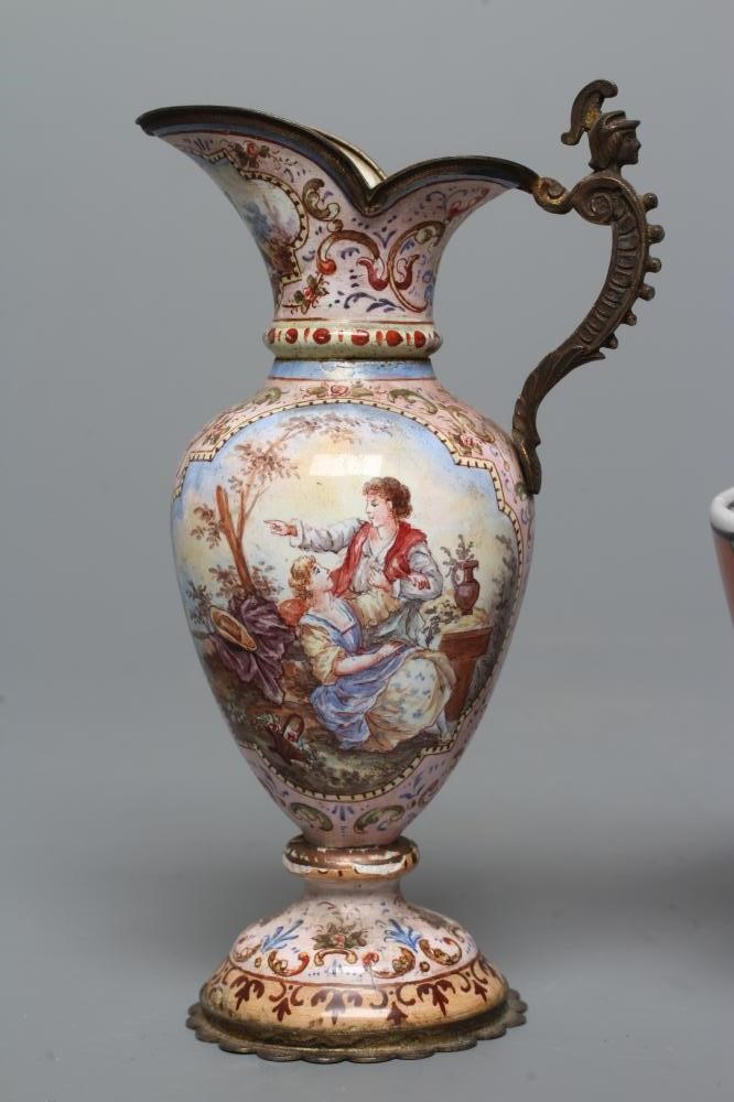 A LIMOGES ENAMEL RENAISSANCE STYLE MINIATURE EWER Image