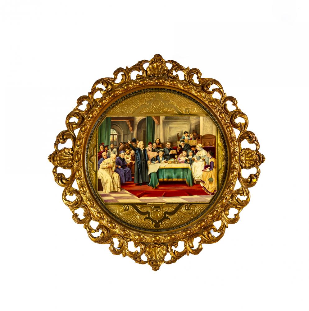 A FRANZ DORFL VIENNA PORCELAIN LARGE CIRCULAR PLAQUE Image