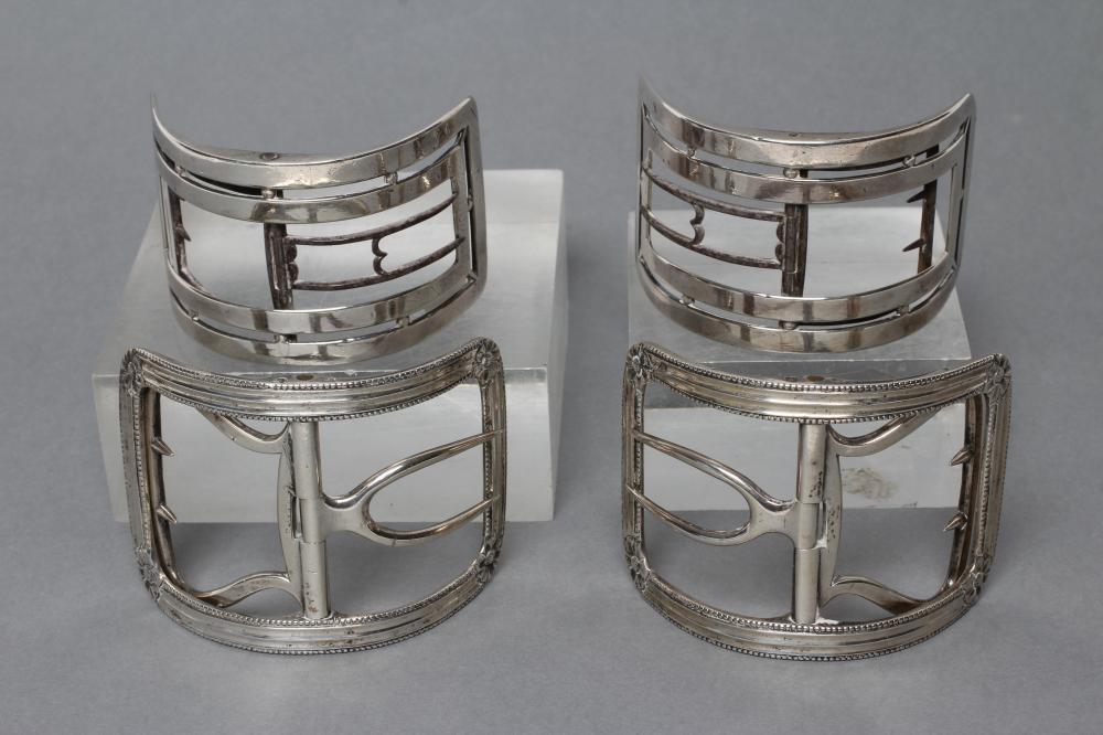 TWO PAIRS OF GEORGIAN GENTLEMAN'S SILVER SHOE BUCKLES Image