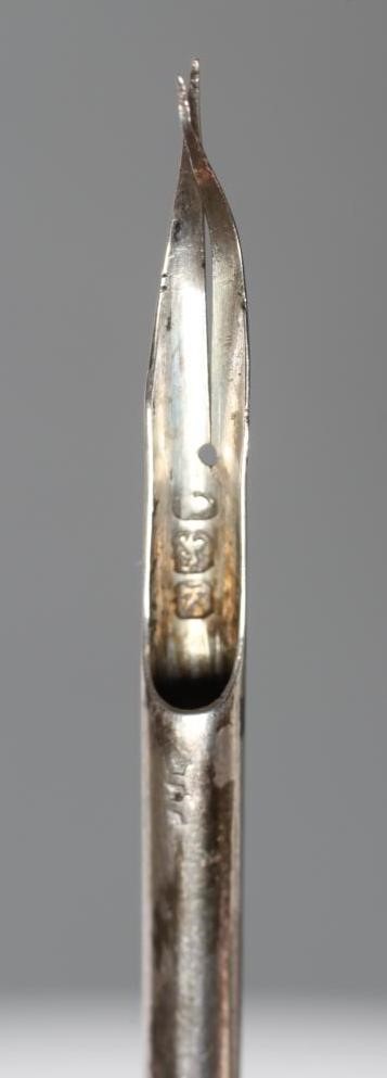 A GEORGE III SILVER DIP PEN, maker John Jago, London 1805, in the form of a feathered quill, 8" Image