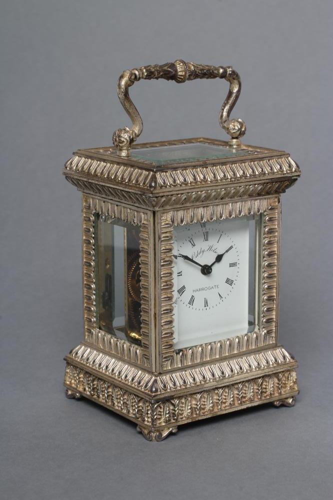 A MODERN SILVER CARRIAGE CLOCK Image