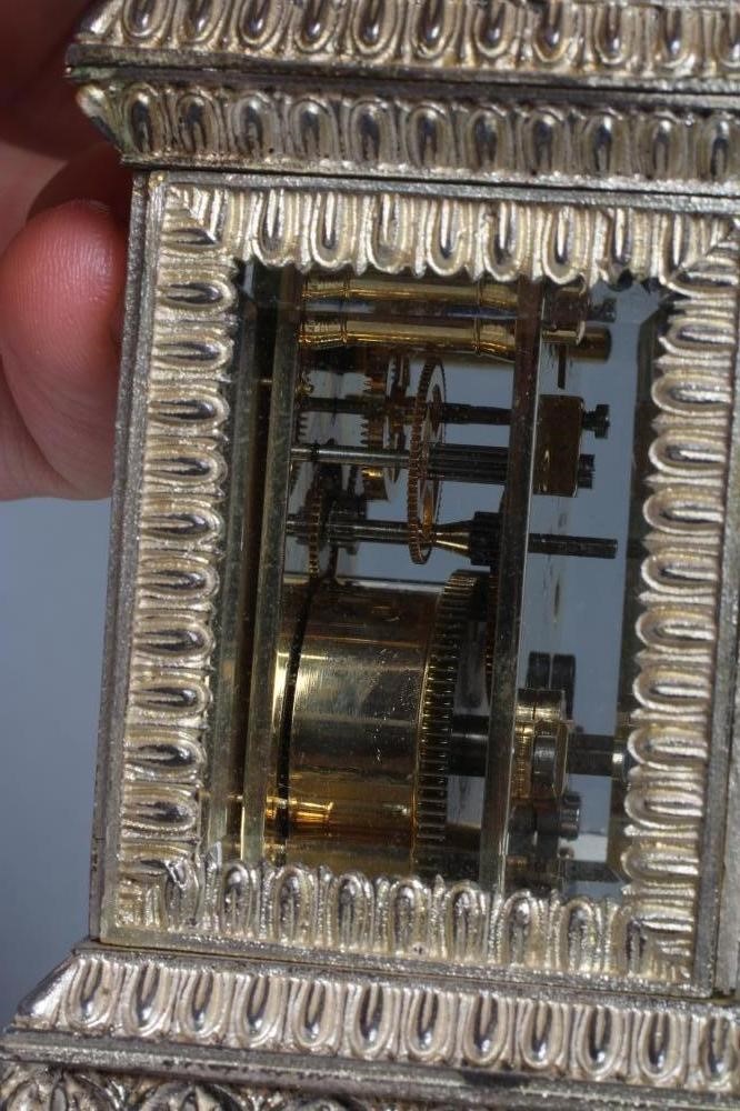 A MODERN SILVER CARRIAGE CLOCK Image