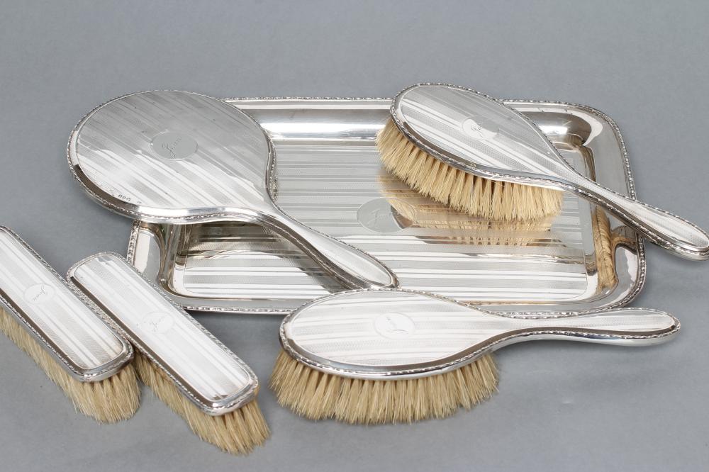 A SIX PIECE SILVER DRESSING TABLE SET Image