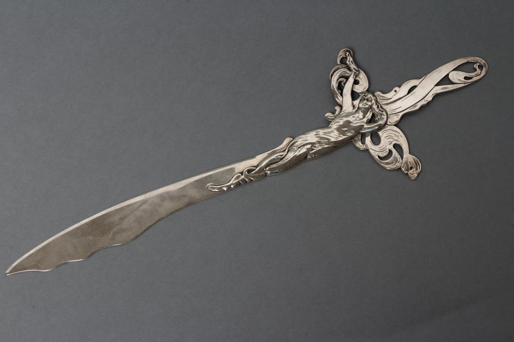 AN ART NOUVEAU STYLE SILVER PAPER KNIFE Image