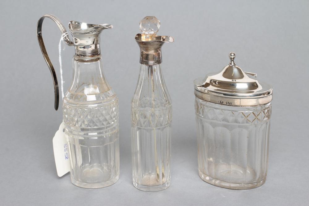 A LATE GEORGE III SILVER MOUNTED GLASS MUSTARD Image