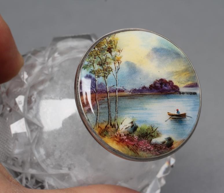 AN ART DECO GLASS SCENT BOTTLE of spherical form with slice and strawberry cut panels Image