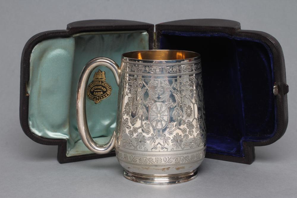 A LATE VICTORIAN SILVER CHRISTENING MUG Image