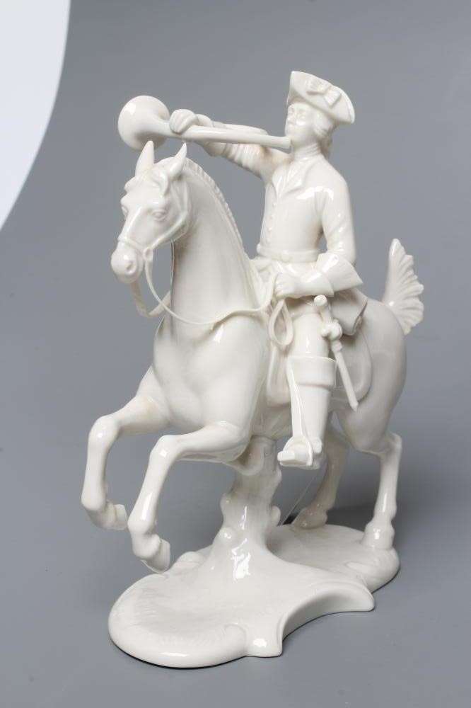 THREE NYMPHENBURG BLANC-DE-CHINE PORCELAIN "FRANKENTHAL HUNT" FIGURES Image