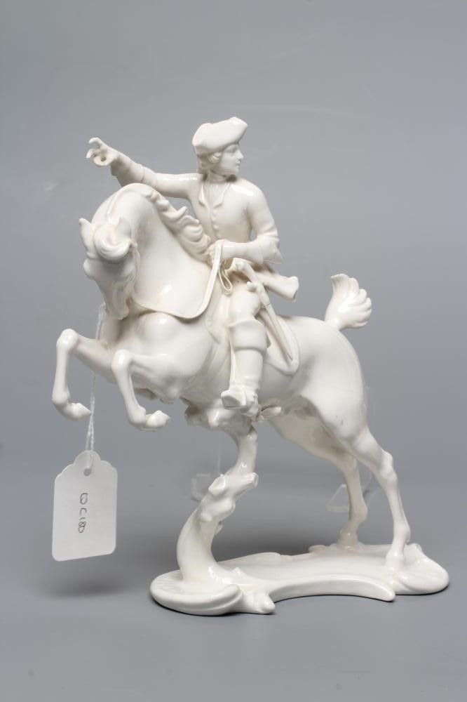 THREE NYMPHENBURG BLANC-DE-CHINE PORCELAIN "FRANKENTHAL HUNT" FIGURES Image