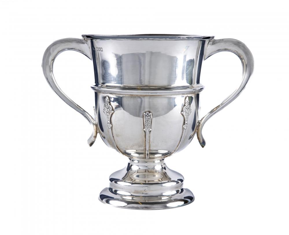 AN ARTS AND CRAFTS SILVER TWO HANDLED TROPHY Image