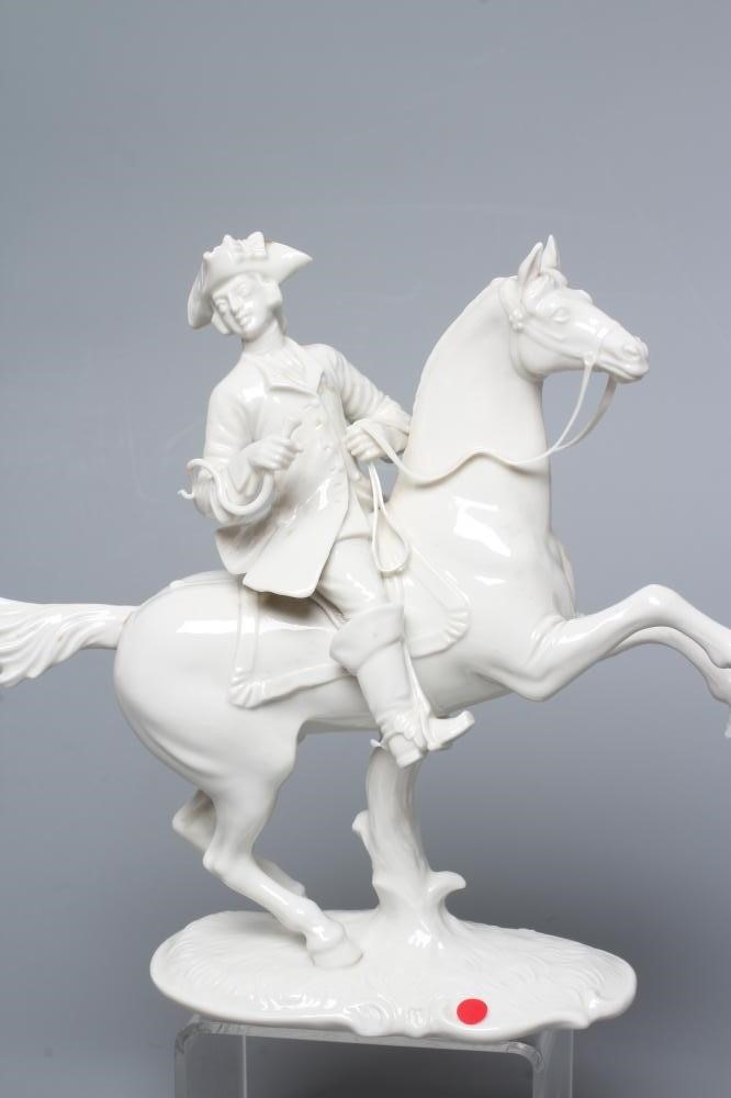 THREE NYMPHENBURG BLANC-DE-CHINE PORCELAIN "FRANKENTHAL HUNT" FIGURES Image