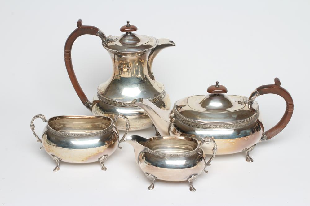 A FOUR PIECE SILVER TEA SERVICE Image