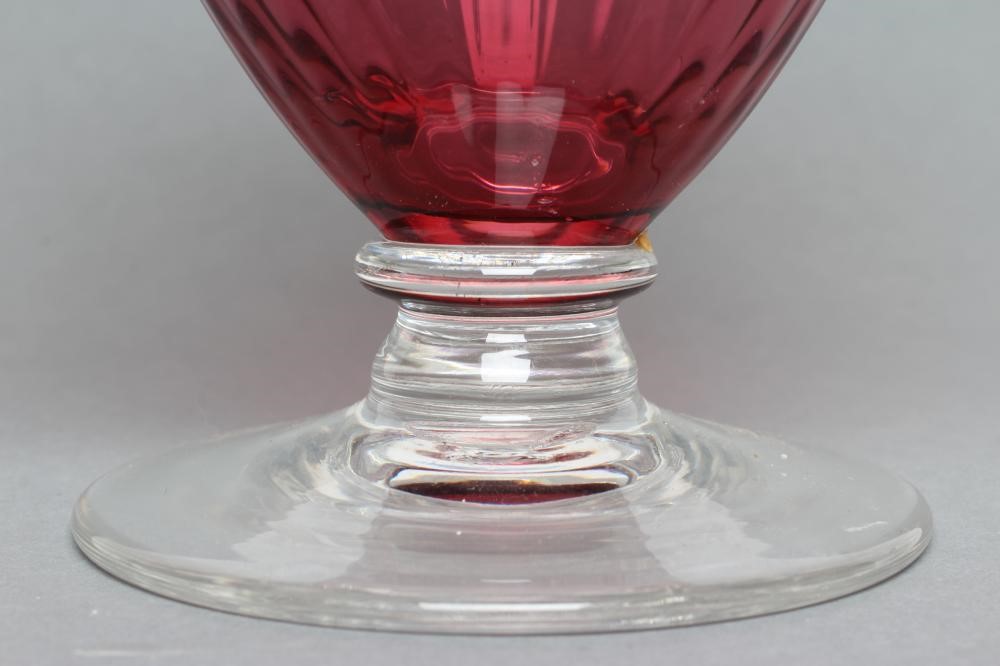 A SILVER MOUNTED CRANBERRY GLASS CLARET JUG Image
