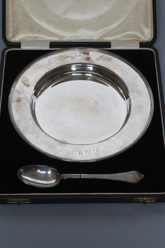 A TWO PIECE SILVER CHRISTENING SET Image