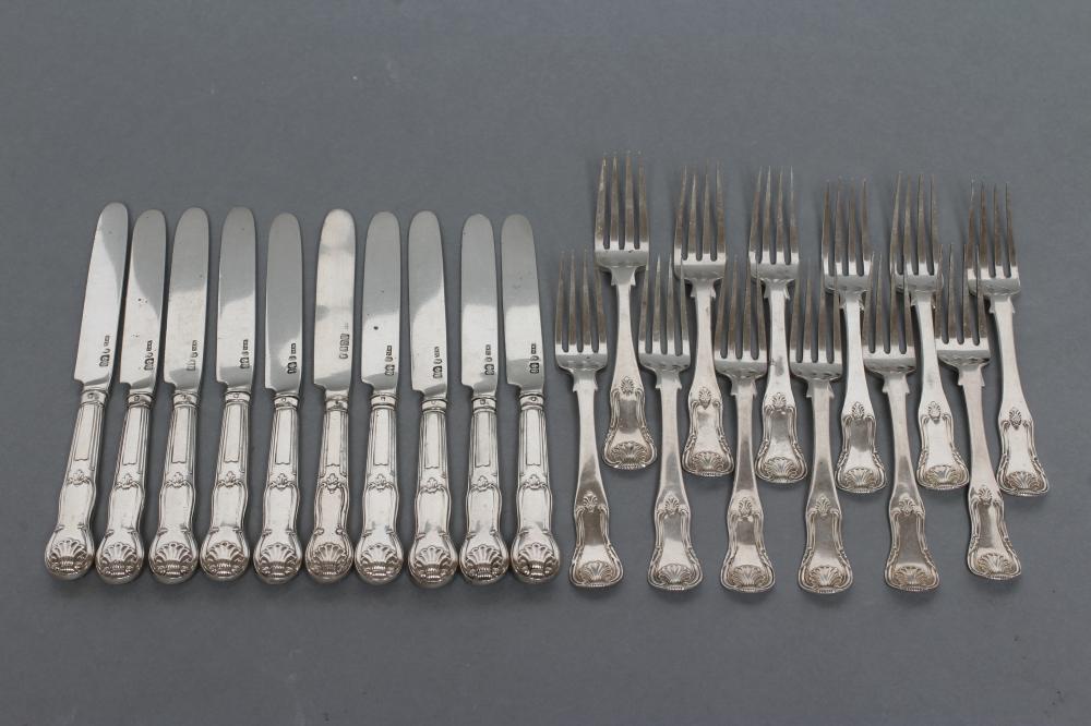 A SET OF ELEVEN SCOTTISH SILVER DESSERT FORKS Image