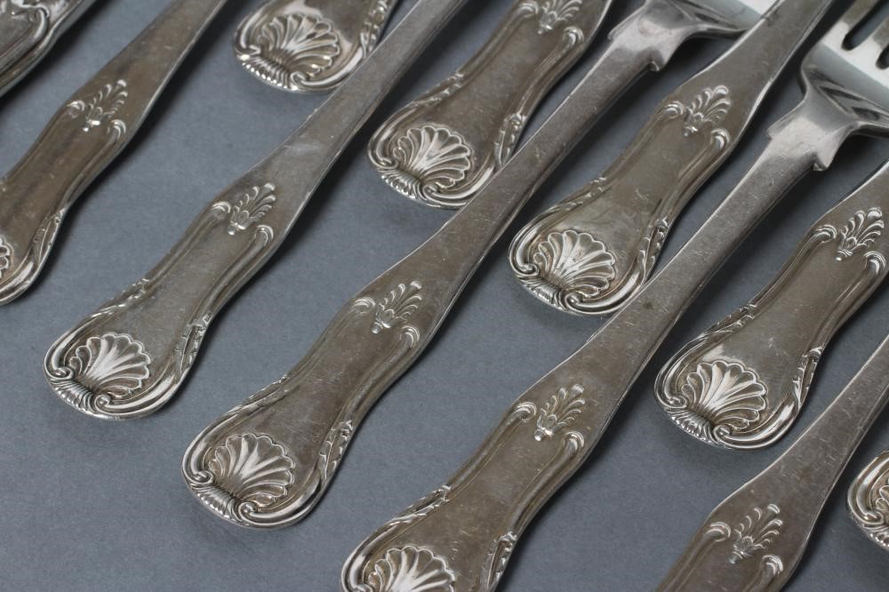 A SET OF ELEVEN SCOTTISH SILVER DESSERT FORKS Image
