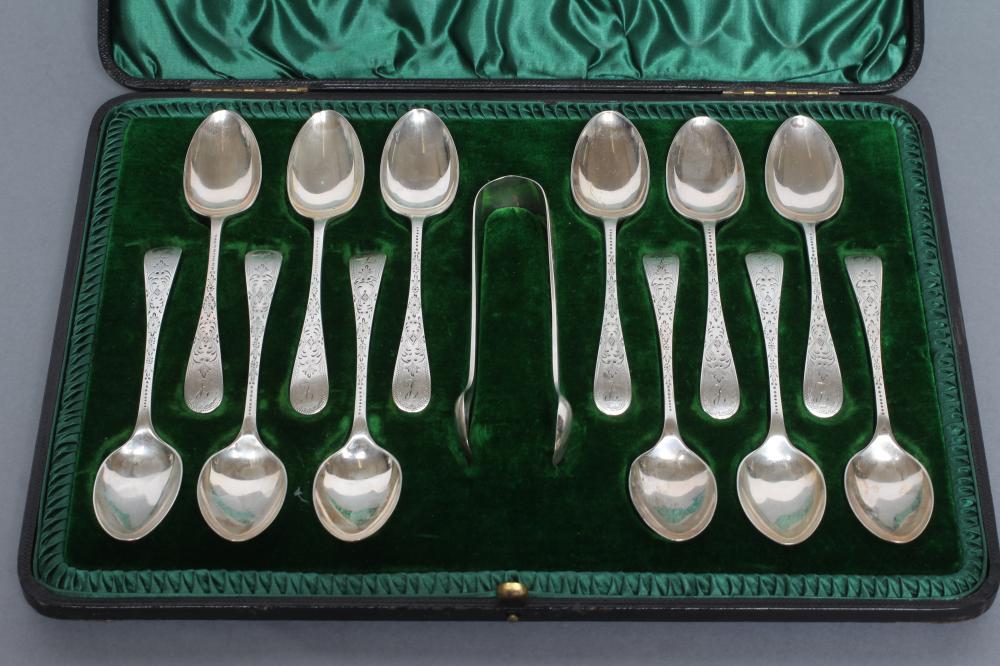 A SET OF TWELVE LATE VICTORIAN SILVER TEASPOONS Image