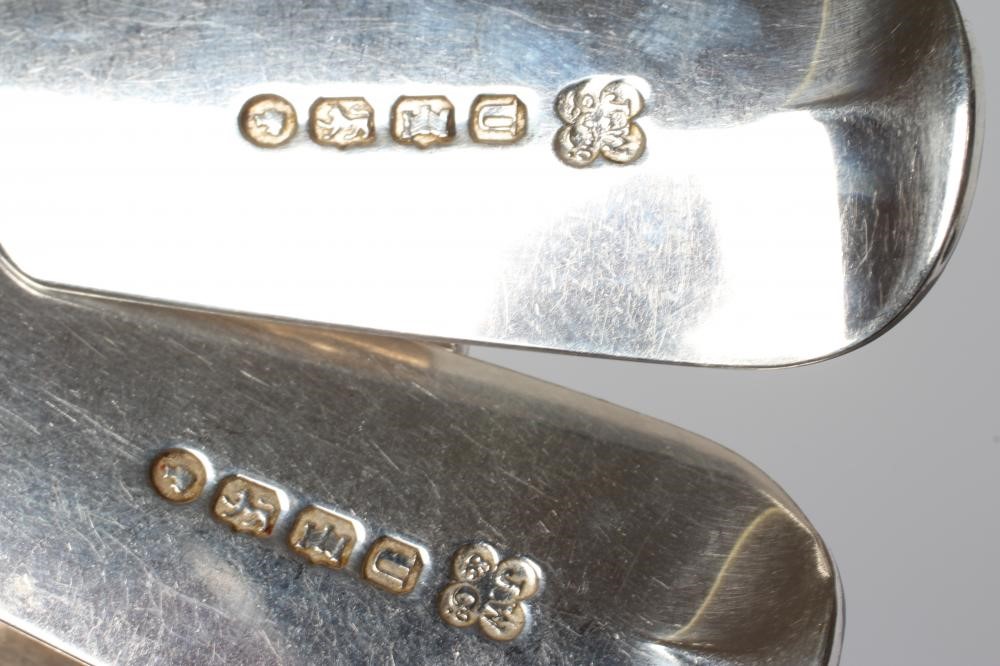 A SET OF SIX VICTORIAN SILVER DESSERT SPOONS, maker J. Whipple & Co., Exeter 1876, in Fiddle Image