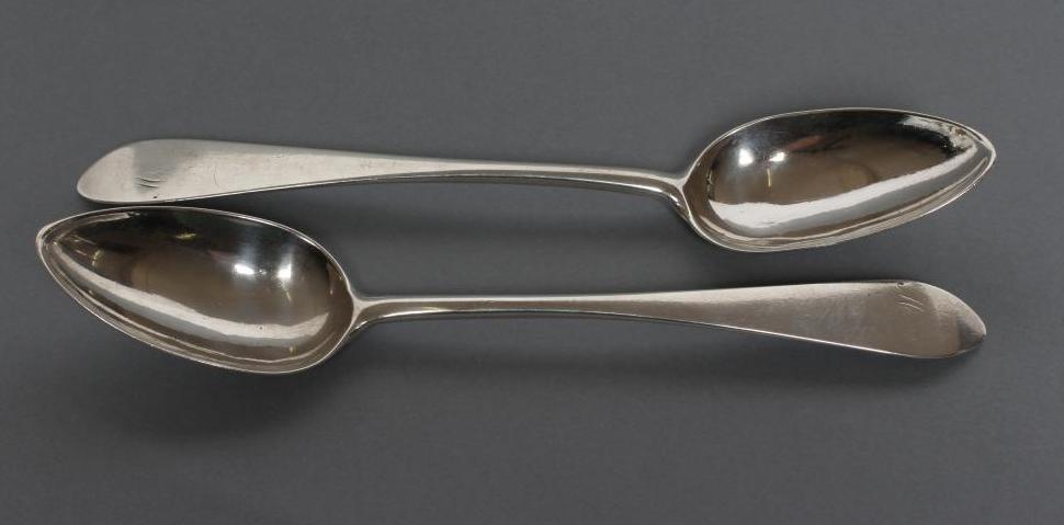 A PAIR OF LATE GEORGE III SCOTTISH PROVINCIAL SILVER TABLESPOONS Image