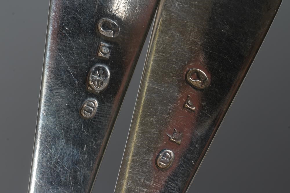 A PAIR OF LATE GEORGE III SCOTTISH PROVINCIAL SILVER TABLESPOONS Image