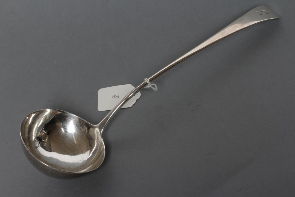 A GEORGE III SILVER SOUP LADLE, maker George Smith, London 1782, in Old English pattern, engraved Image
