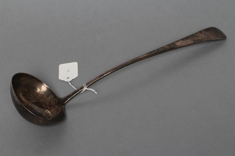 A LATE GEORGE III SILVER SOUP LADLE, maker probably Alexander Henderson, Edinburgh 1815, in Old Image