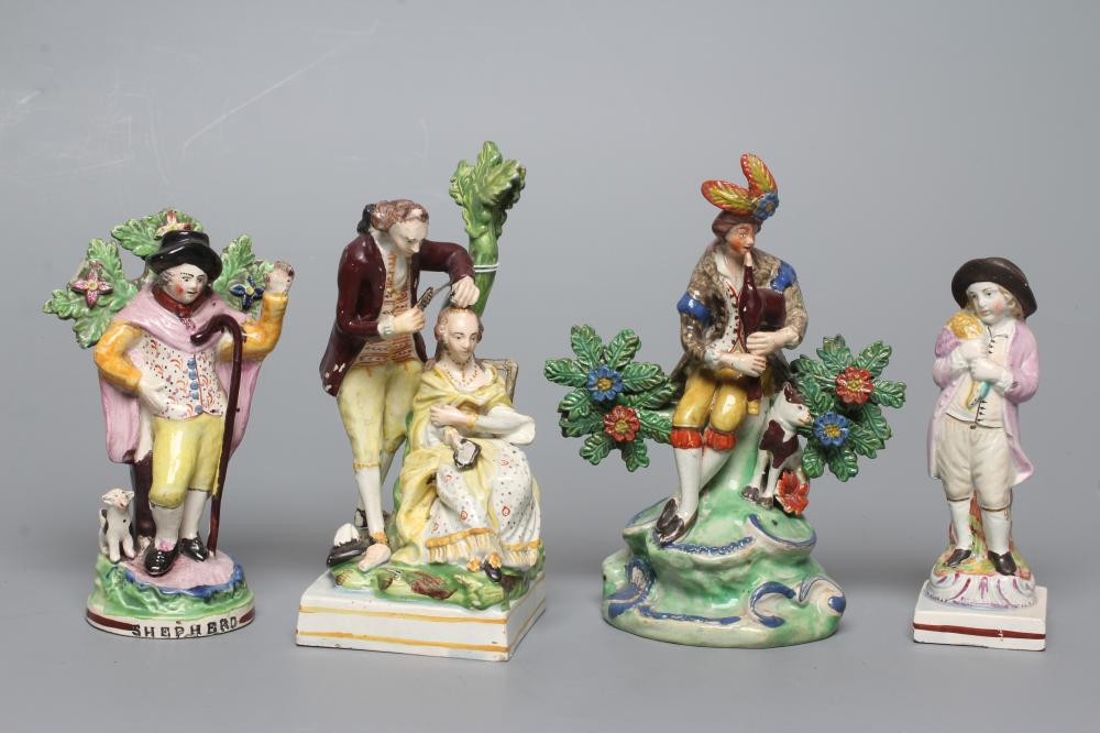 A STAFFORDSHIRE PEARLWARE FIGURE GROUP Image