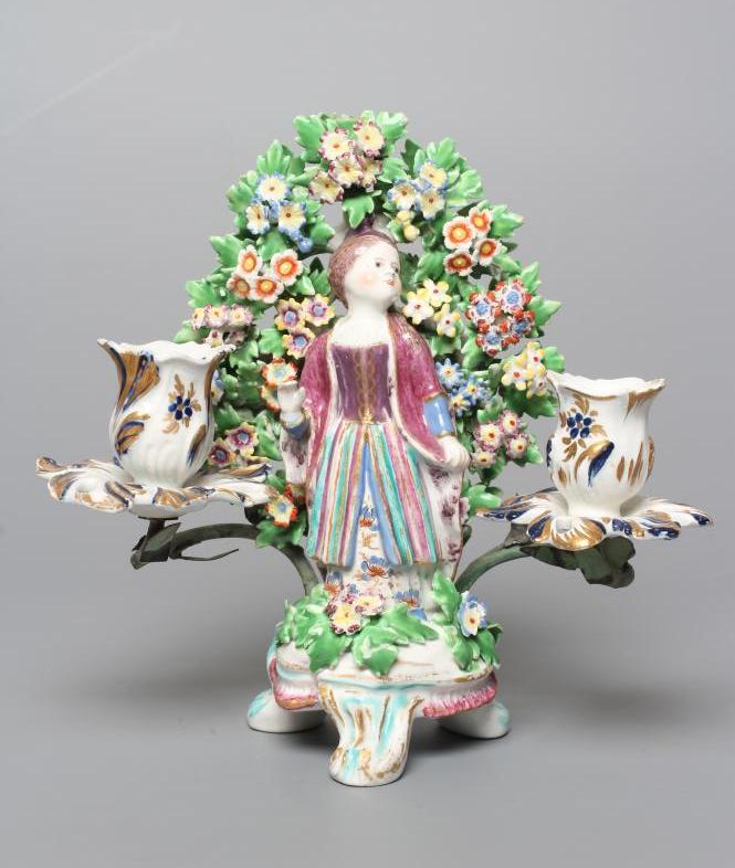 A BOW PORCELAIN FIGURAL CANDELABRUM Image