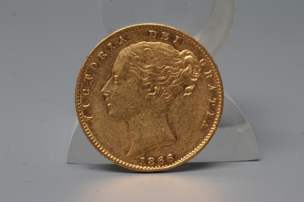 A VICTORIA SHIELD BACK SOVEREIGN, 1866, 7.3g (Est. plus 20% premium) Image