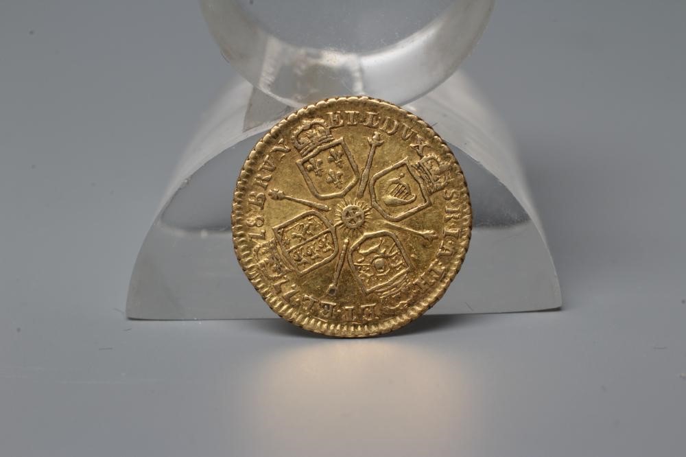 A GEORGE I QUARTER GUINEA, 1718, 2.1g (Est. plus 20% premium) Image
