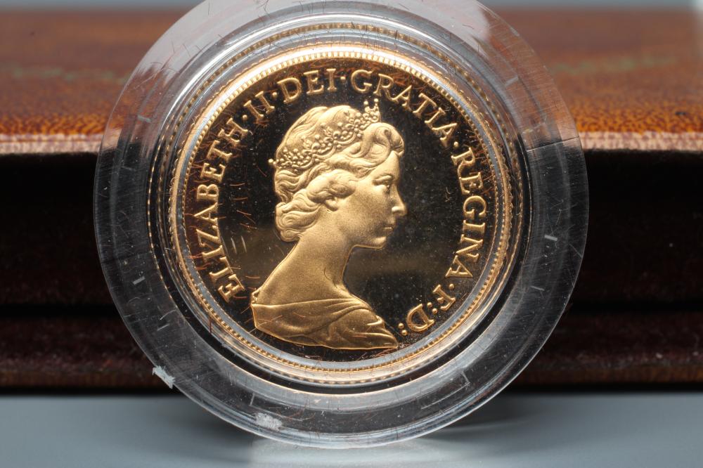 AN ELIZABETH II PROOF SOVEREIGN, 1981, 7.9g, in capsule and cased with certificate (Est. plus 20% Image