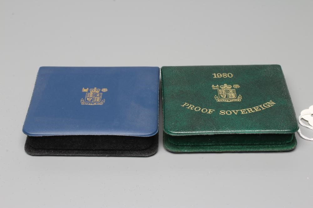 AN ELIZABETH II PROOF SOVEREIGN, 1980 and another sovereign 1979, both in capsules and cased (Est. Image