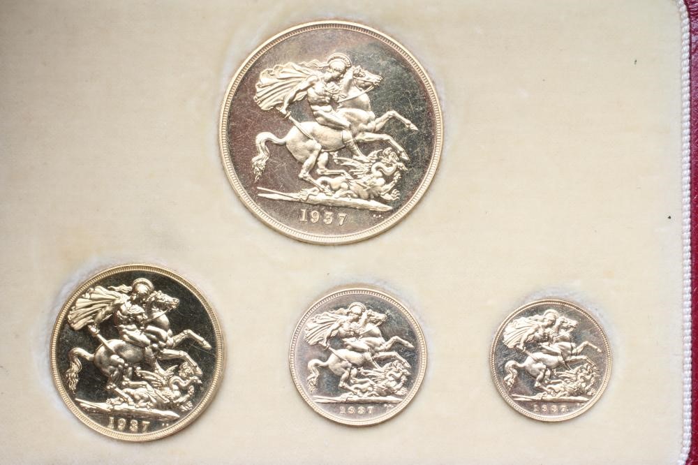 A GEORGE VI SPECIMEN GOLD FOUR COIN SET, 1937, comprising £5, £2, sovereign and half sovereign, Image