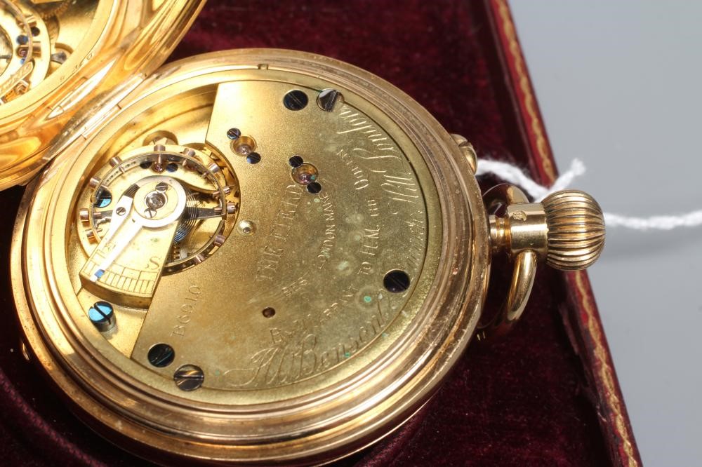 AN 18CT GOLD TOP WIND HALF HUNTER POCKET WATCH Image