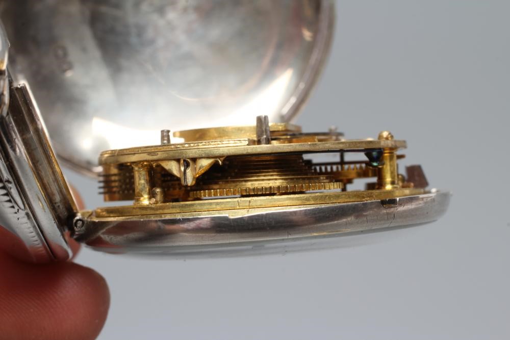 A GEORGE III SILVER HUNTER CASED POCKET WATCH Image