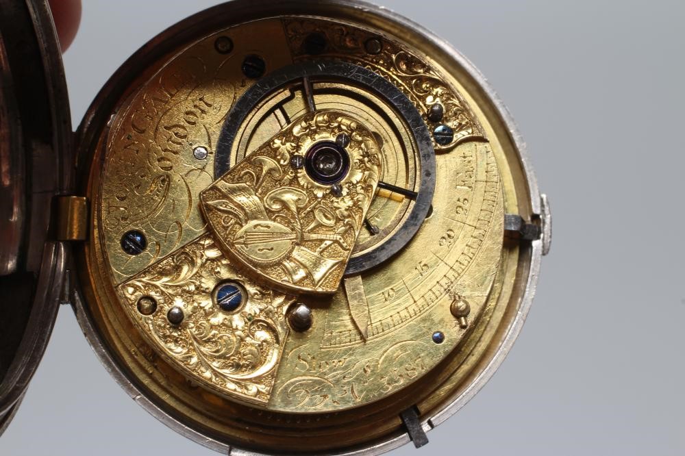 A GEORGE III SILVER HUNTER CASED POCKET WATCH Image