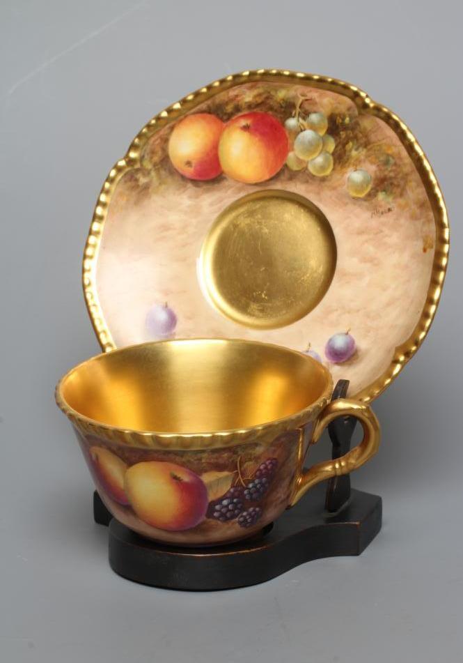 A ROYAL WORCESTER CHINA CABINET TEA CUP AND SAUCER Image